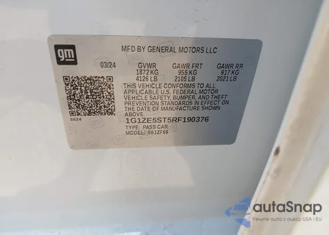 2024 Chevrolet Malibu Fwd 2Lt from USA, damaged, VIN 1G1ZE5ST5RF190376